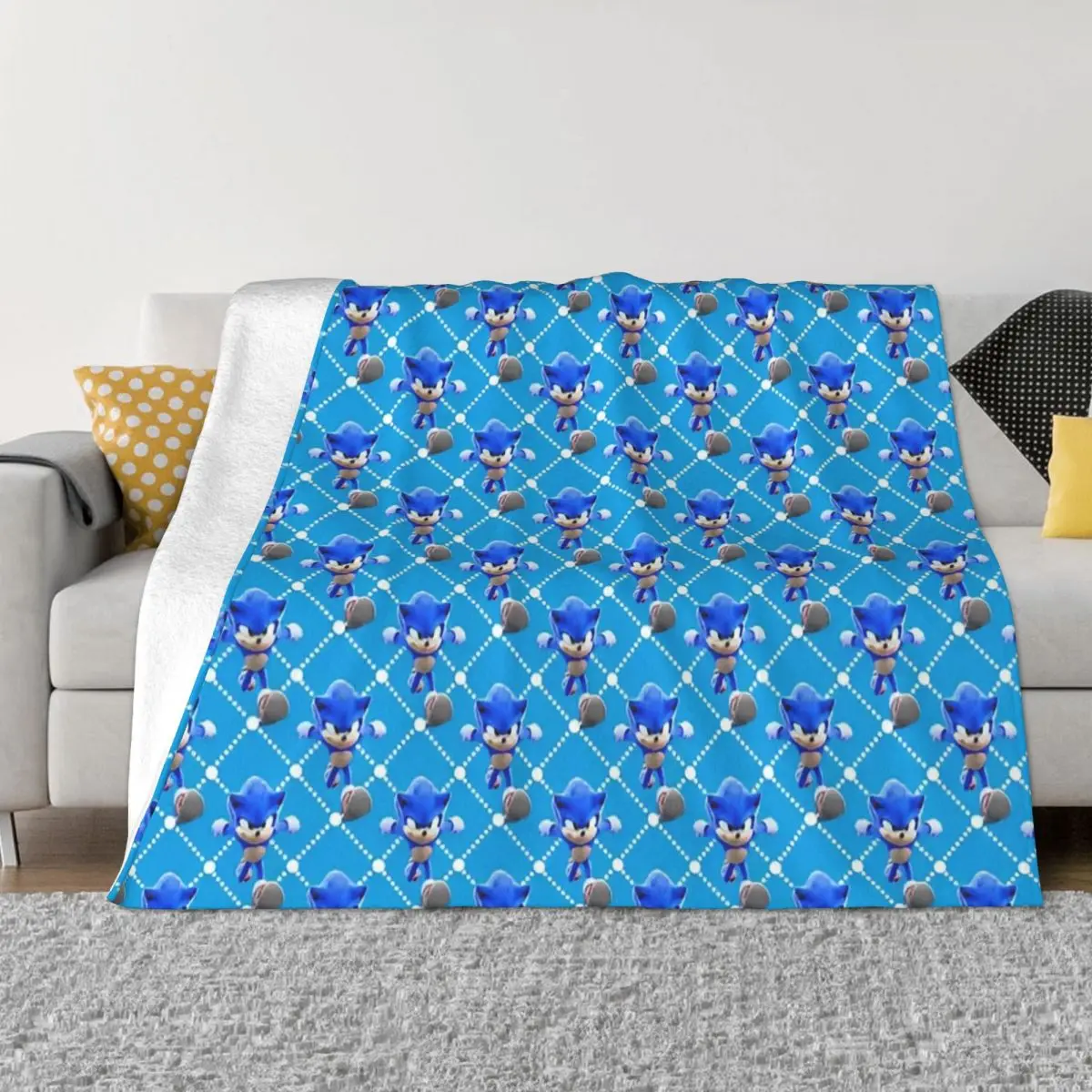 Soniced Pattern Blankets Cartoon Game Fuzzy Vintage Soft Throw Blankets for Bedspread Autumn/Winter