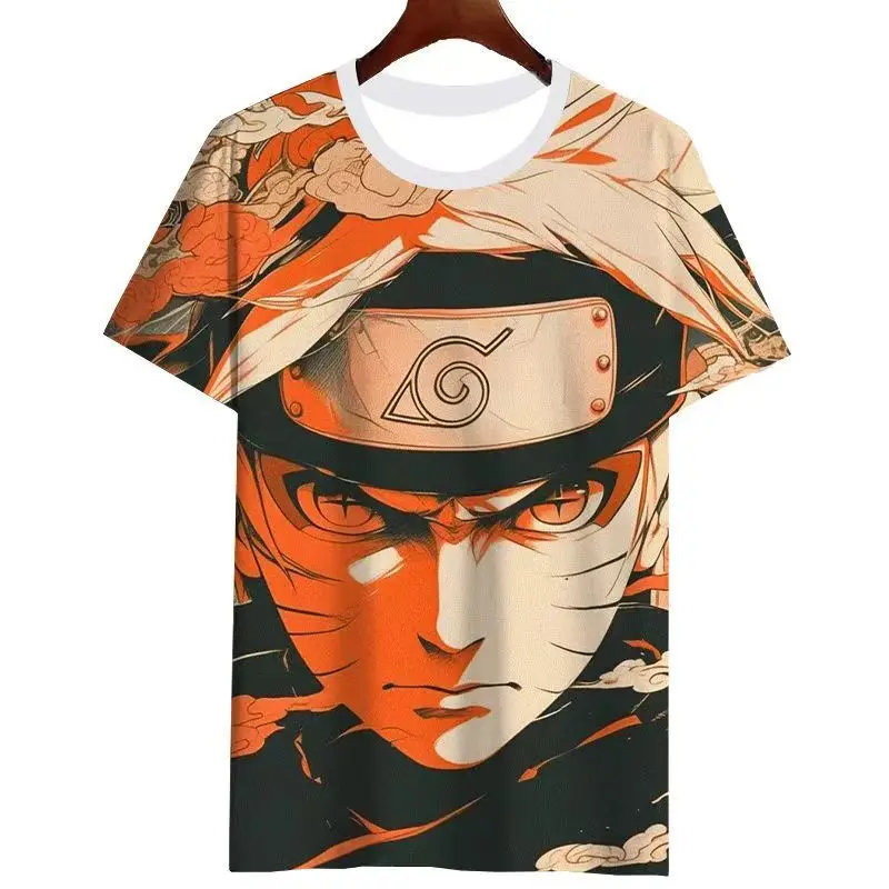Bandai Naruto Uzumaki Printed Round Neck Short Sleeved Summer New Outdoor Sports Breathable Casual Shirt Family Matching