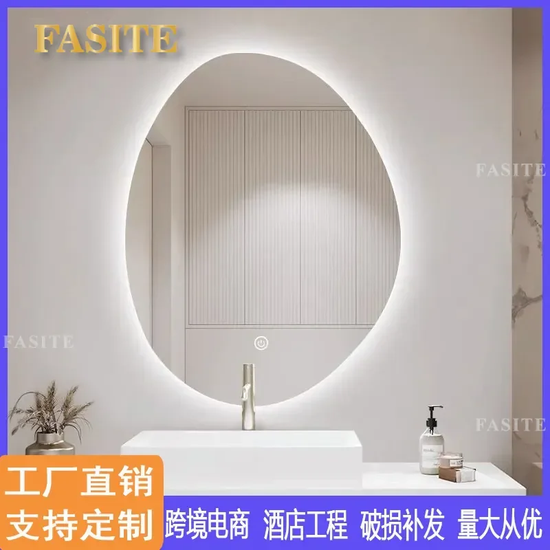 For Irregular Shaped LED Smart Mirror Wall Mounted Bathroom Vanity Lighted Mirror with Anti Fog Touch Control Modern Home