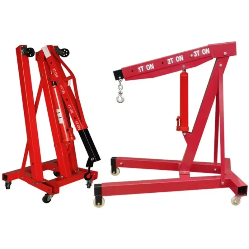 2 Ton Engine Crane Hoist Lift for Auto Repair Shop DIY Garage Vehicle Motor Removal Heavy Duty Folding Hydraulic Jack Stand