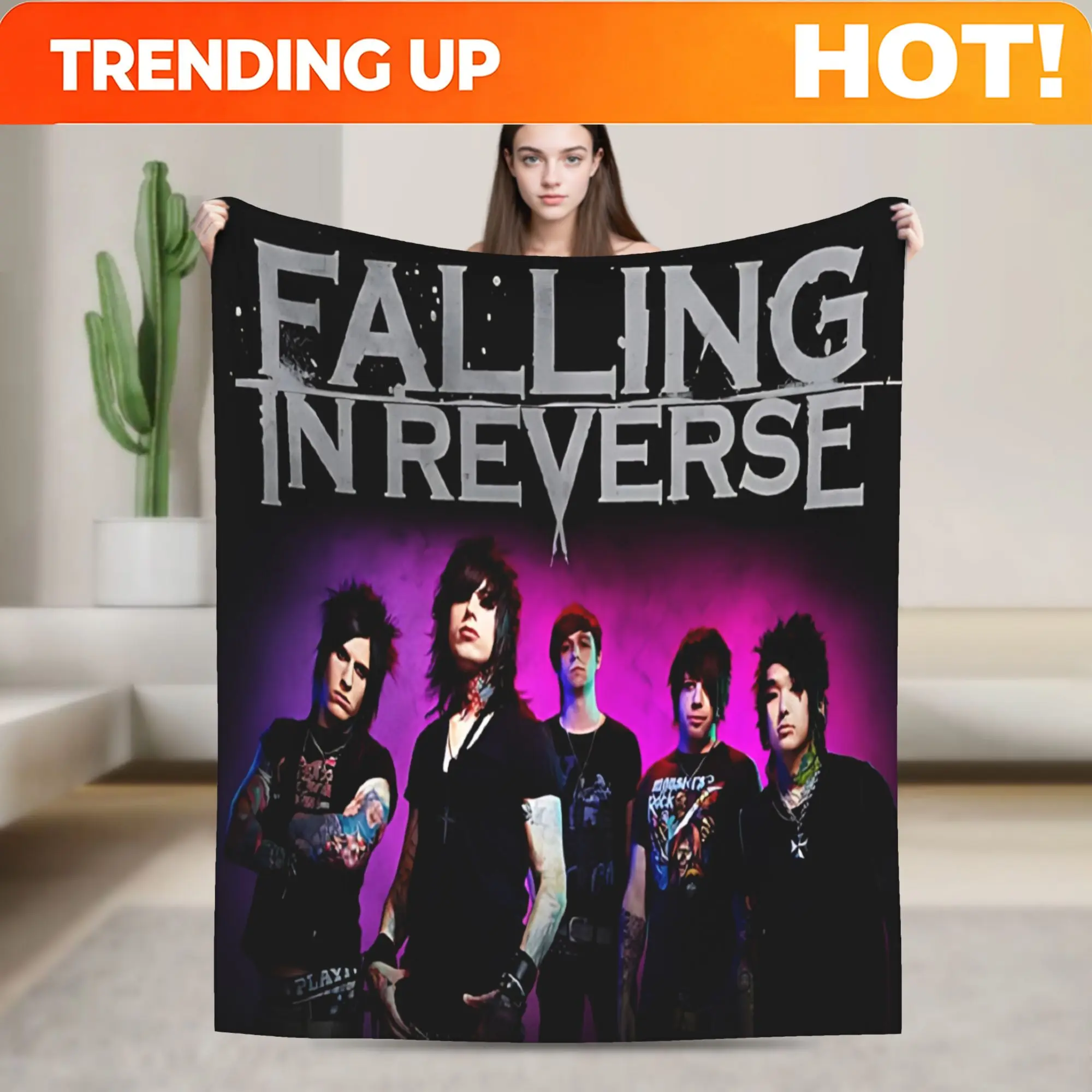Customize Falling In Reverse Themed Notion Flannel Blanket - Soft and Warm for All Seasons, Breathable and Durable, Ideal for Fa