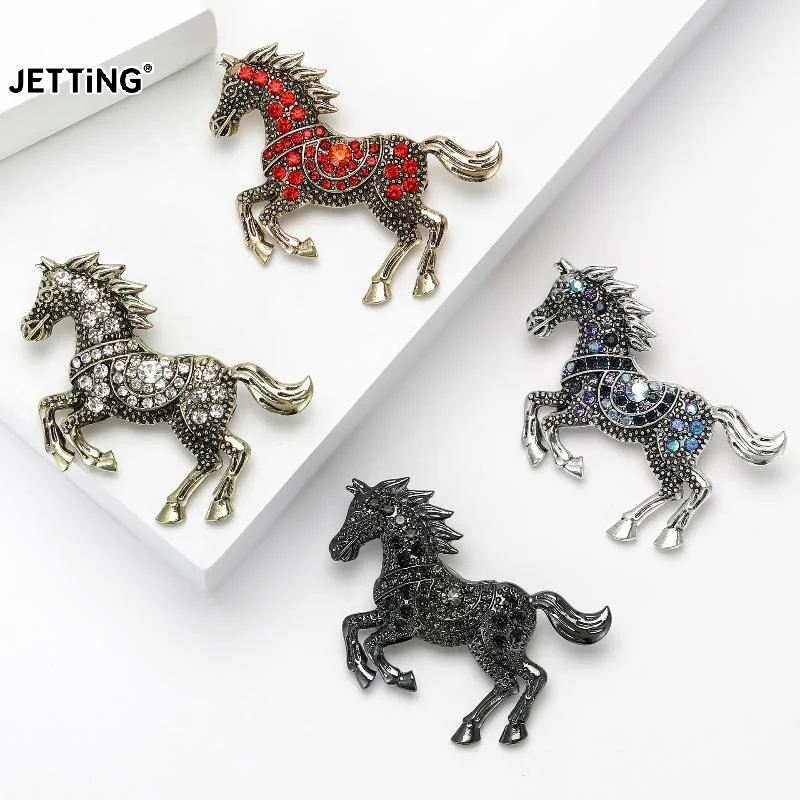 Classic Zodiac Animal Lapel Pins Rhinestone Horse Brooches for Women Party Accessories Jewelry Gifts Casual Backpack Decoration