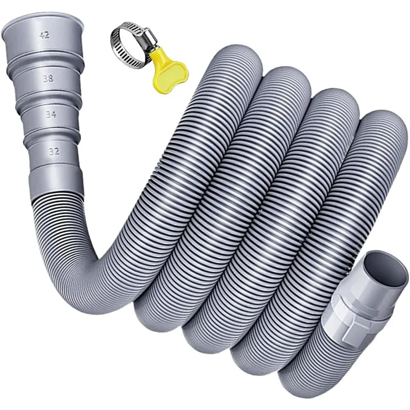 Foldable RV Caravan Sewer Pipe Kit 3 4 5m with Adapter Clamp Camper Trailer Waste Hose Leakproof Drainage for Camping Road Trip