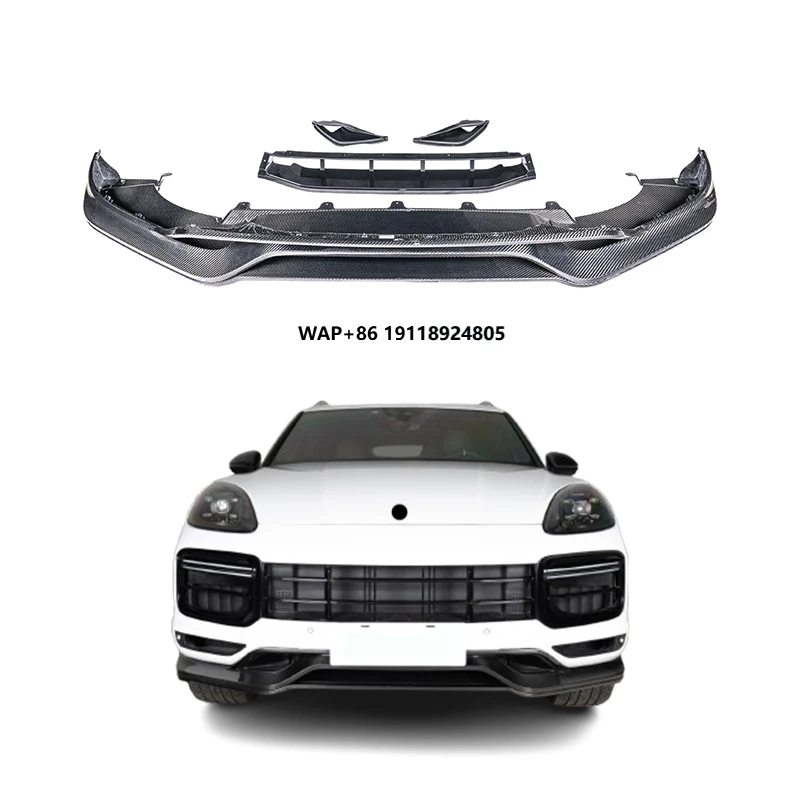 

Car Modification Front Bumper Lip Carbon Fiber Tecat Front Lip Lower Guard for PAG 2018-2023 Cayenne Turbo