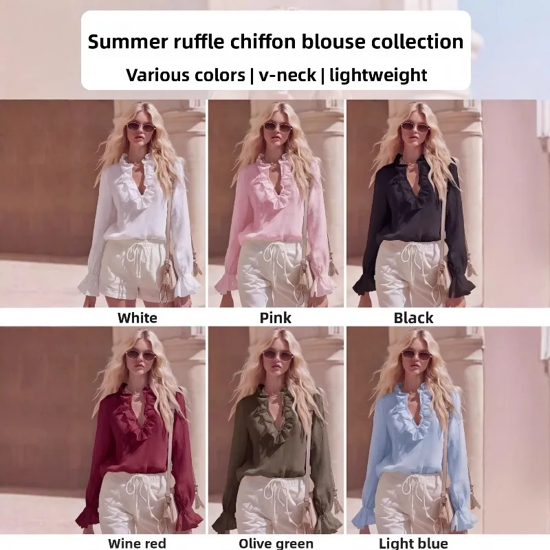 Romantic French Style Pure Linen Blouse Exquisite Ruffle Detail Breathable Loose Fit Women Vintage Casual Shirt