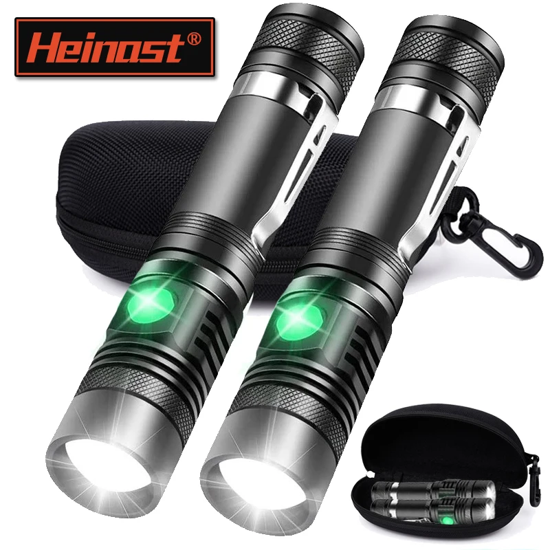 Rechargeable T6 Handheld Flashlight Use 18650 Zoom Torch Portable Cap Clamp Headlamp Pen Clip Working Light Outdoor Flashlight