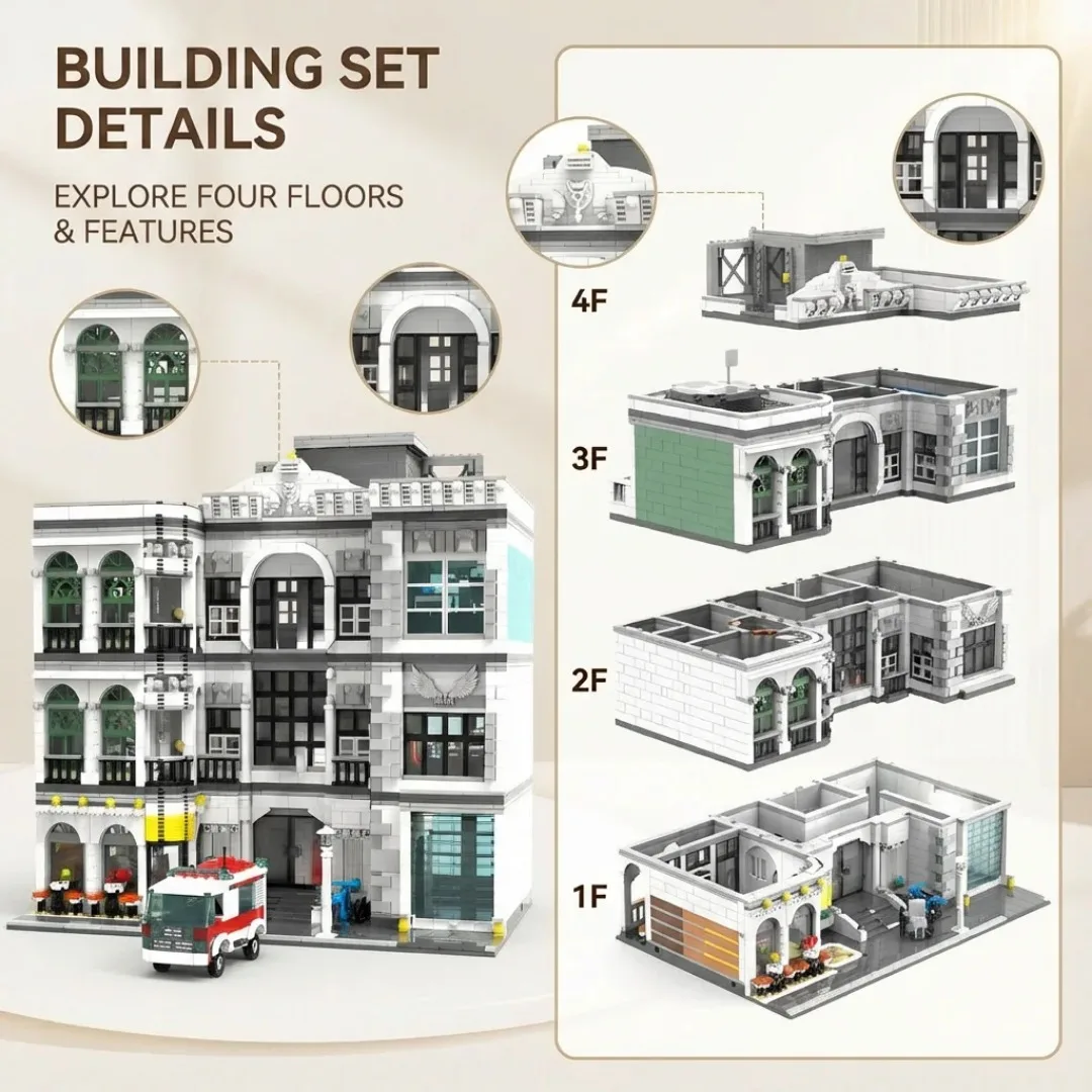  4958 Teile Krankenhausgebäude Bausteine Stadtblick Architektur Modulares Bauset Montage-Modell Bausteine Spielzeug Geschenke für Erwachsene – Detail 1