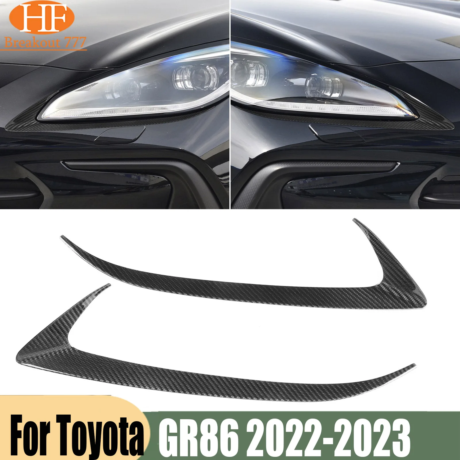 Dry Carbon Fiber Headlight Eyebrow Eyelid Trim Strip for Subaru BRZ GR86 22-23