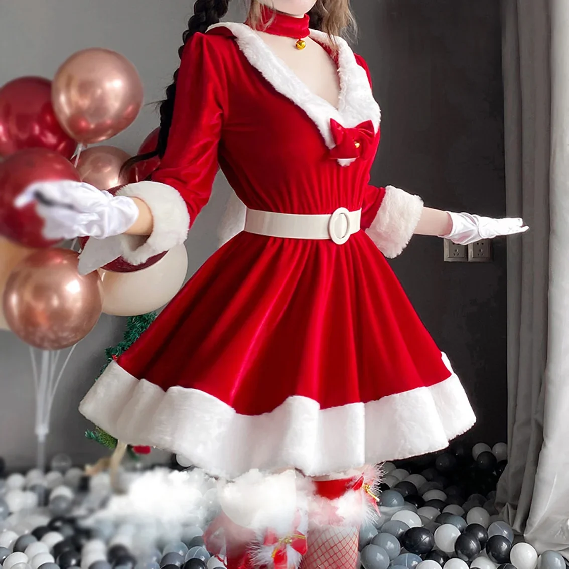 Thỏ Xmas Nữ Cosplay Giáng Sinh Đầm Nữ Ông Già Noel Phù Hợp Với Trang Phục Bộ Mùa Đông Áo Đỏ Người Giúp Việc Cô Gái Đồng Nhất Navidad 2022