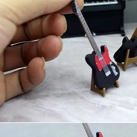 1:12 Dollhouse Miniature Electric Guitar Ornaments Doll Home Simulation Instrument Toy Micro Scene Photo Props