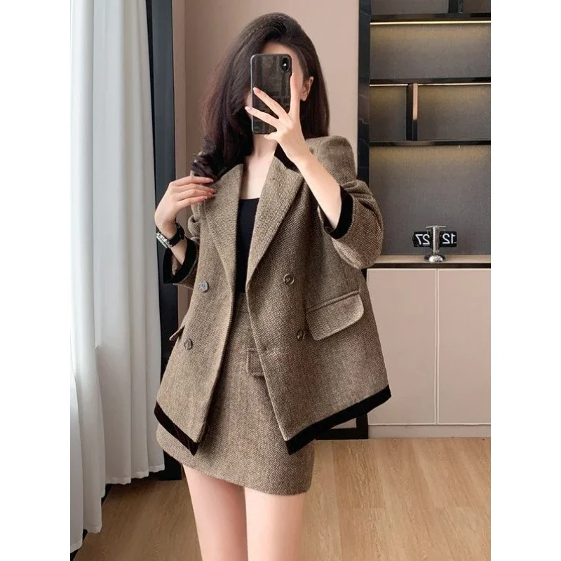 set fashion commuting Two-piece dress Spring and Autumn fashionable temperament Suit jacket Skirt set