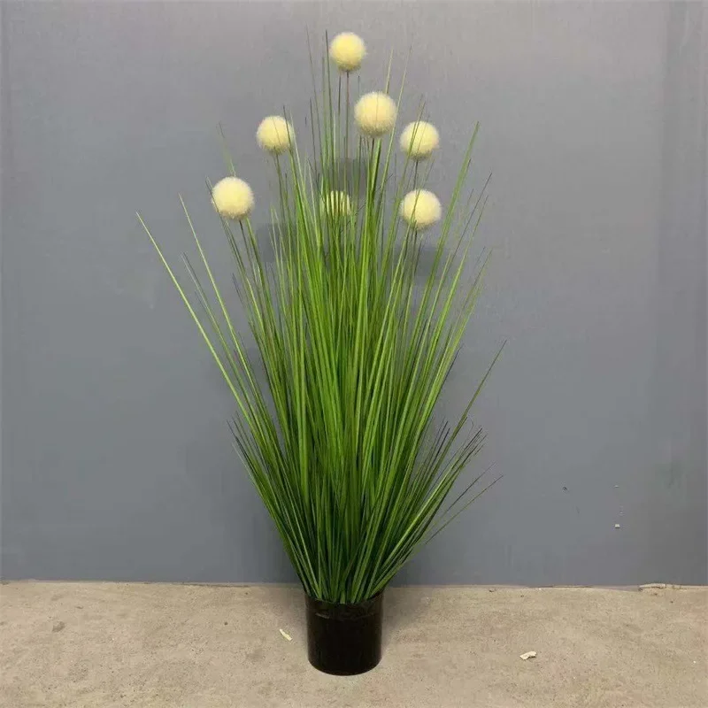 90 Cm To 120 Cm Artificial Reed Grass White Ball Pot Simulation Green Plants with Basin Hotel Home Decoration Wedding Layout