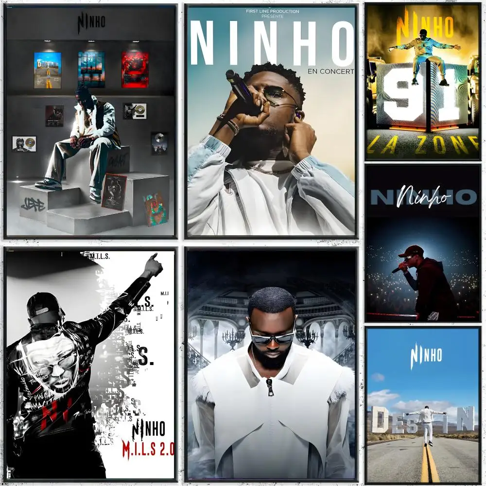French Rapper N-ninho Poster HD Waterproof Wall Decal for Study, Living Room & Garage, Great Gift for Fans