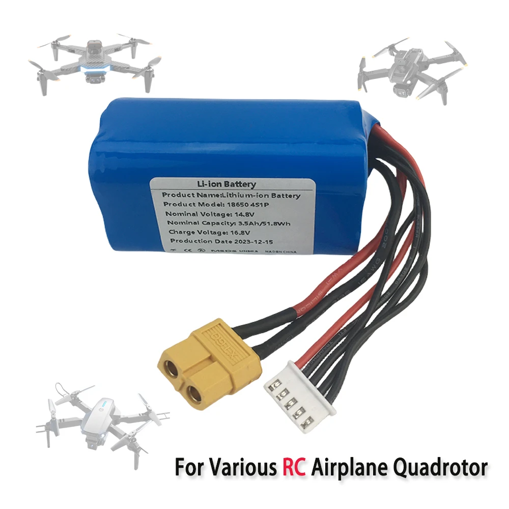 18650 4 s1p 14.8V 3.5Ah batteria ricaricabile agli ioni di litio UAV ad alta capacità per vari quadrotori di aeroplani RC XH2.54-5P XT60