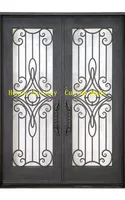 Black Frame Exterior Balcony Wrought Iron Doors Home Double Security Main Gate Price 4