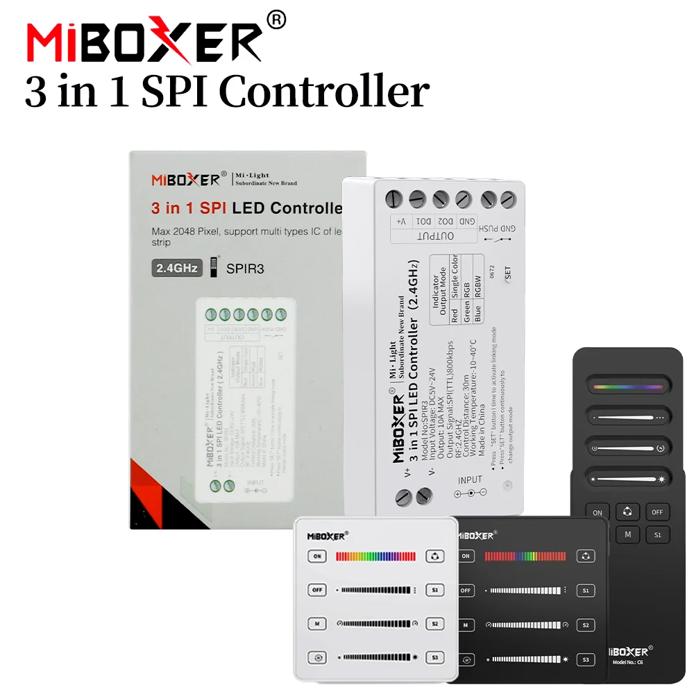 

MIBOXER Single color/RGB/RGBWIC LED controller 2.4G 3 IN 1 LED strip Dim controller milight intelligent Signal TTL Panel remote