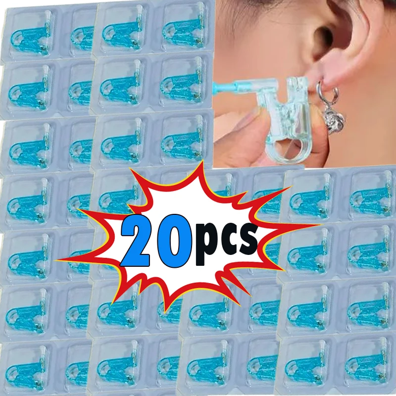 20pcs/Set Ear Piercing Gun Kit Asepsis Disposable Healthy Safety Earring Piercer Tool Machine Kit Studs Nose Lip Body Jewelry