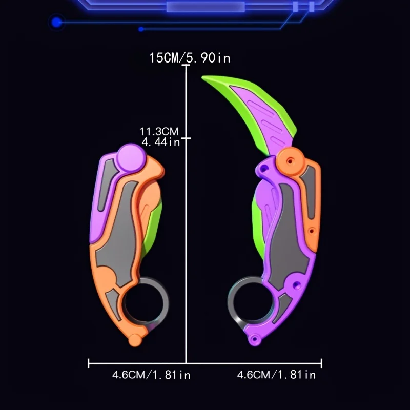 Net Red Gravity 3D Printing Folding Claw Knife Radish Knife Straight Jump Training Butterfly Claw Edge Decompression Tool Toy