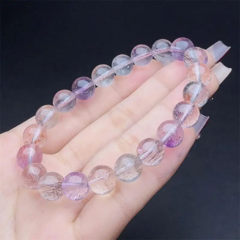 8MM Natural Fairy Super Seven Quartz Bracelet Women Fashion Reiki Healing Fengshui Energy Gemstone Holiday Gift 1PCS 1PCS