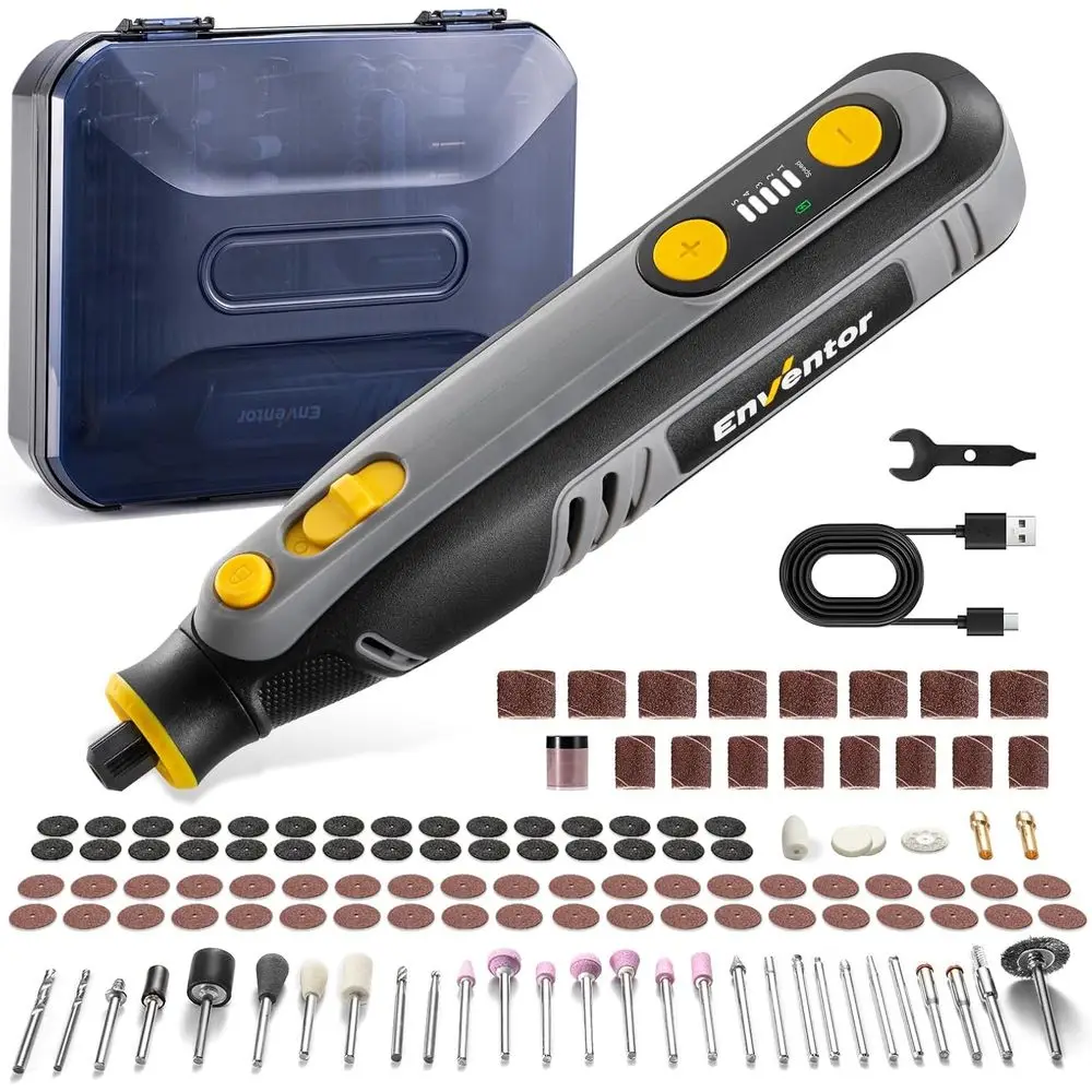 

8V Power Rotary Tool Kit with 123pcs Accessories, 5-Speed 30000RPM, USB Charging, Multi-pose Mini Rotary Tool for Sanding, Polis