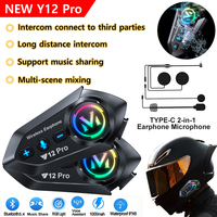 Motorcycle Helmet Intercom Dual-Core 5.4 Chip 500M Distance Ipx6 Waterproof Music Sharing Headphones Long-Distance Intercom
