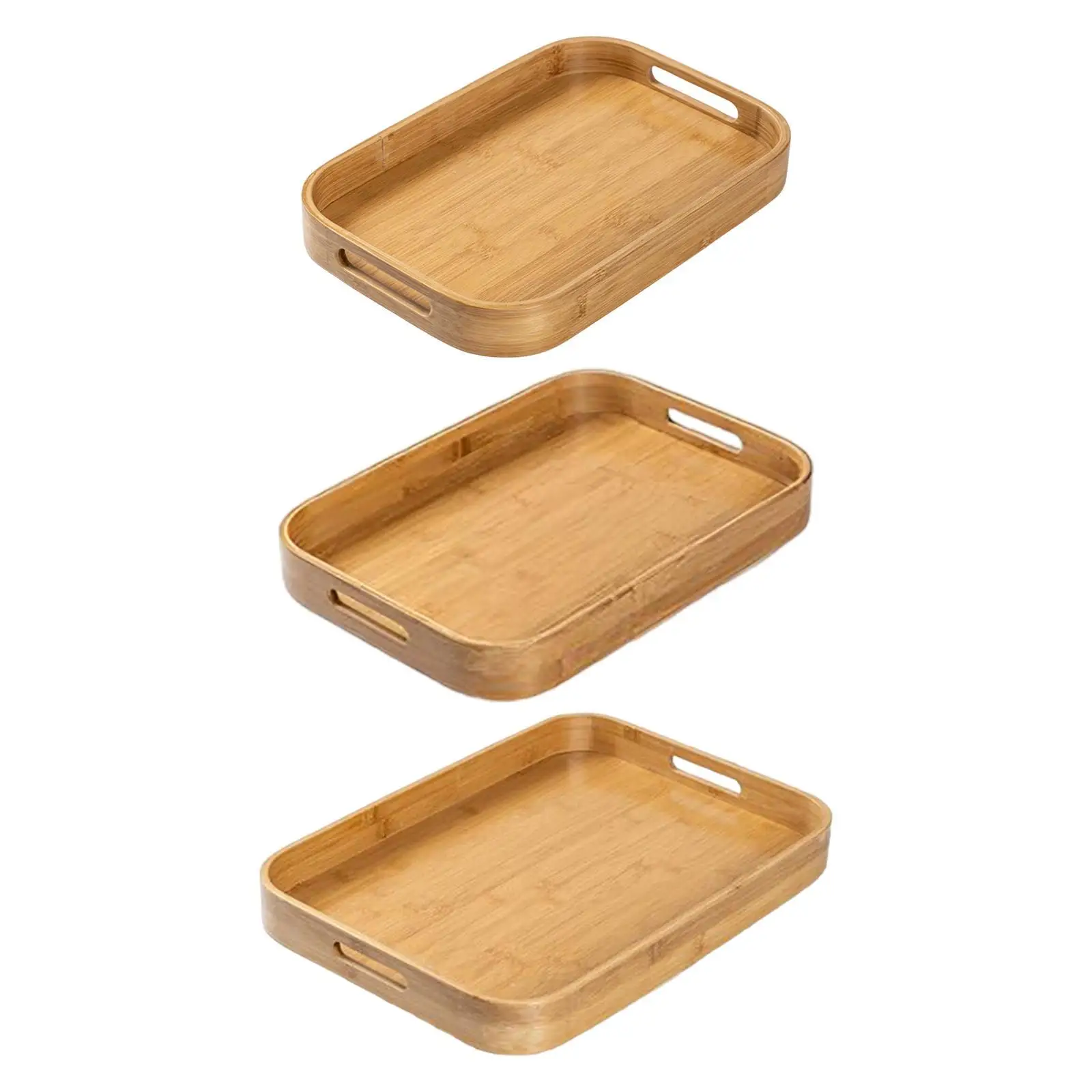 Bamboo Serving Tray Multi Purpose Dinner Tray for Bedroom Hotel Coffee Table