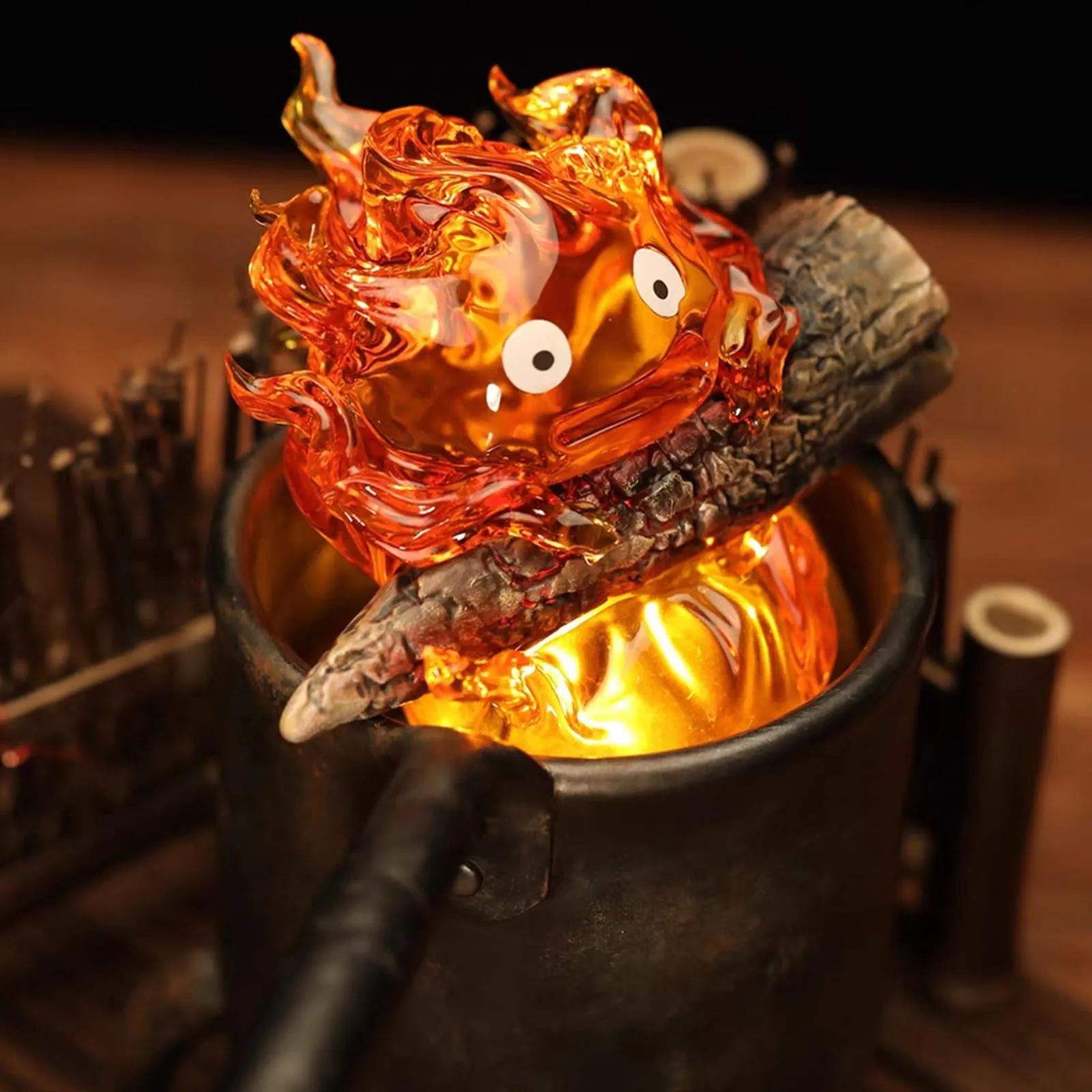 1pc 3d Flame Casifa Night Light Resin Statue For Halloween Home Decoration As A Gift For Comic Enthusiasts Calcifer