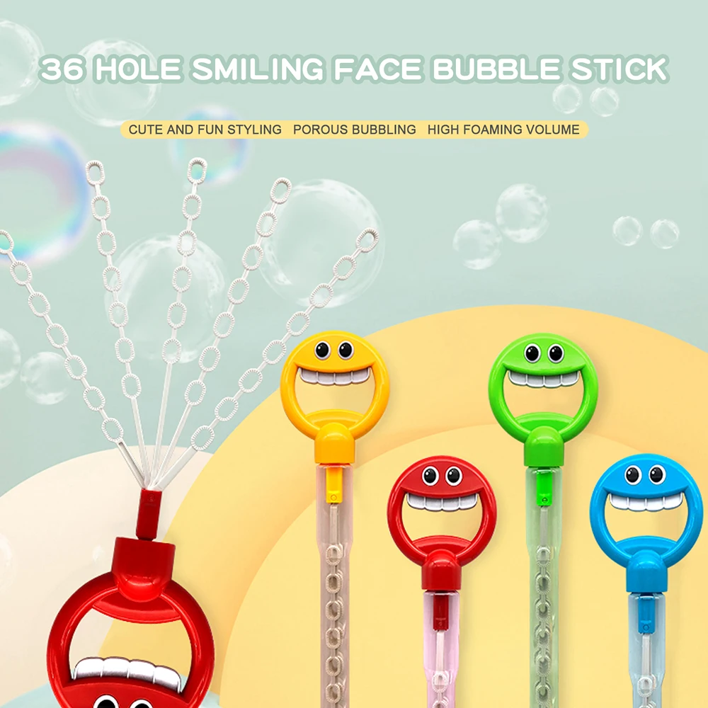 Bubble Wand, 36 Hole Smiling Face Bubble Wand for Kids Outdoor Game Toy,Bubble Machine for Party Favors, Birthday Gifts