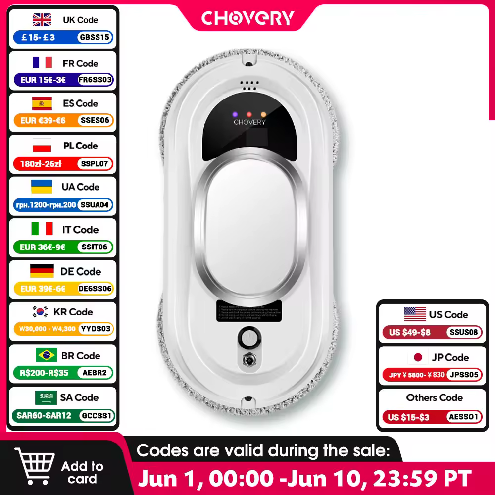 רובוט ניקוי חלונות CHOVERY רובוט ניקוי חלונות בית חכם רובוט שואב אבק ניהול מרחוק רובוט ניקוי זכוכית