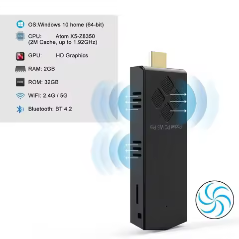 SZBOX W5 PRO Mini PC TV Stick Windows 10 Computer Pocket PC Atom X5-Z8350 4GB/8GB RAM 64GB/128GB ROM 2.4G/5G WiFi BT4.0 4K HD PC