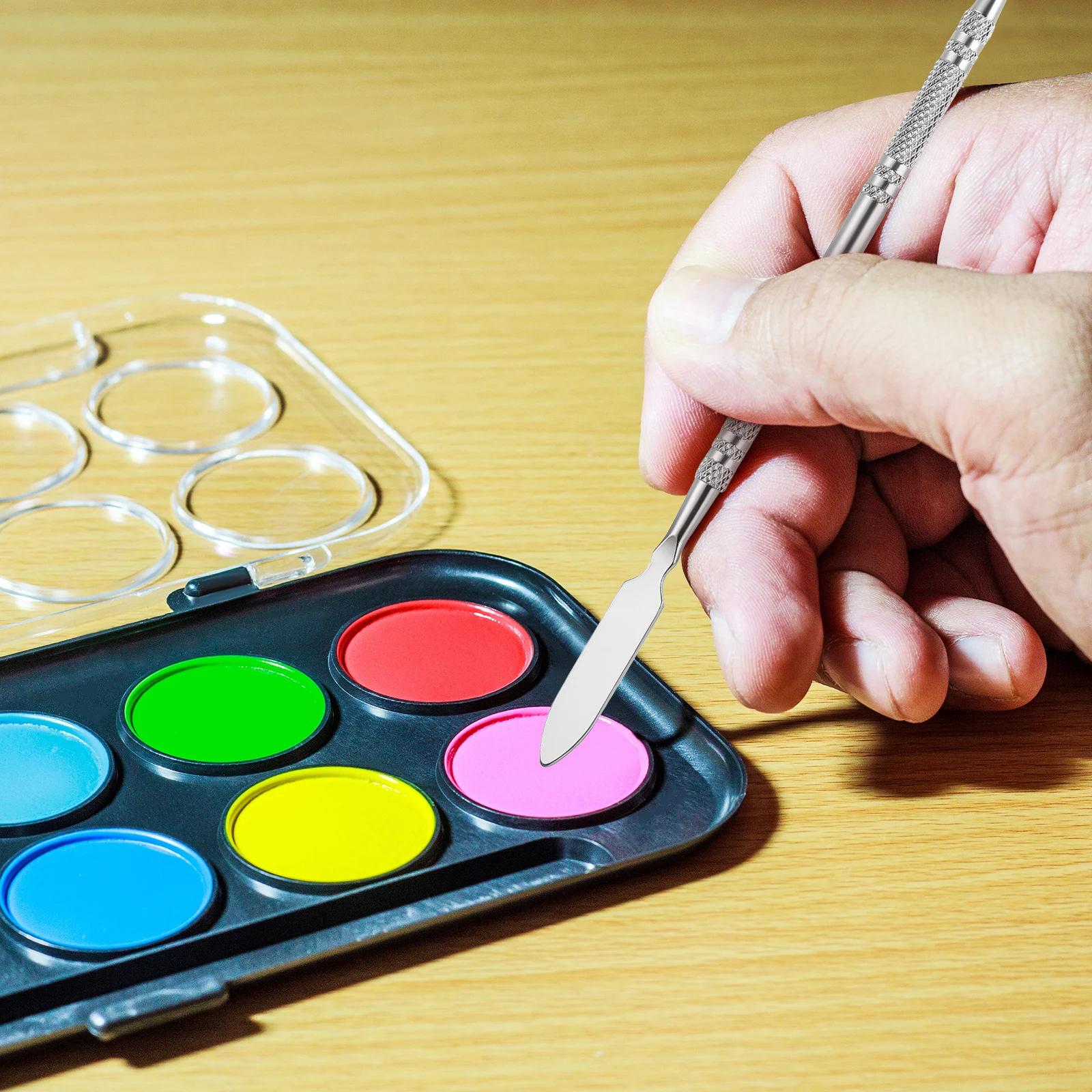 

Stainless Steel Color Modulation Bar For Foundation Eyeshadow Concealer Makeup Mixing Tool Mixing Rod Silver