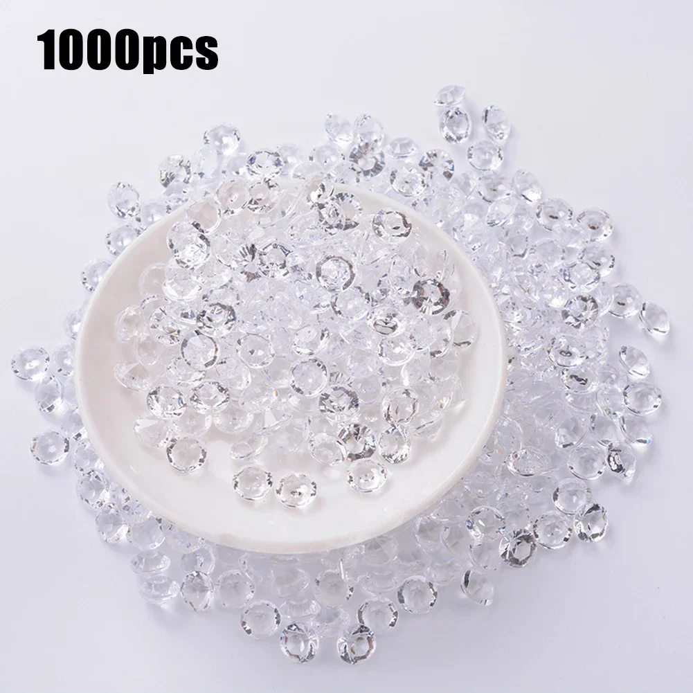 1000pcs 3-10mm Mixed Transparent Acrylic Diamond Wedding Party Decro Acrylic Plastic Simulation Gem Stone