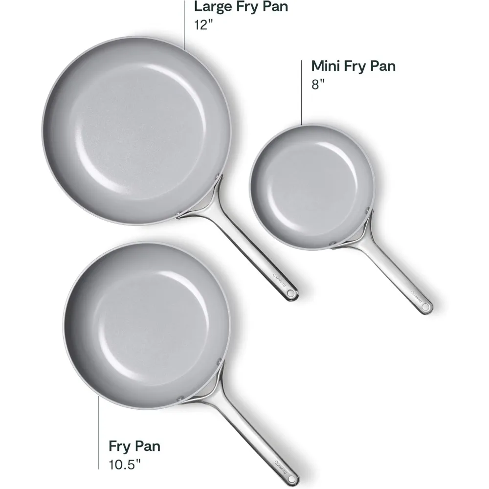 12 Inch Non-Stick Ceramic Frying Pan with Glass Lid, Cookware for Kitchen
