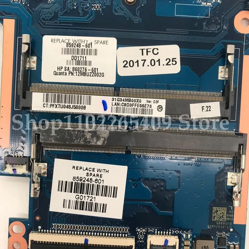 859248-601 859248-501 859248-001 DAG34AMB6D0 para 15-AX 15-BA 15-AU placa base de ordenador portátil con SR2EZ I7-6500U CPU 100% completo probado OK