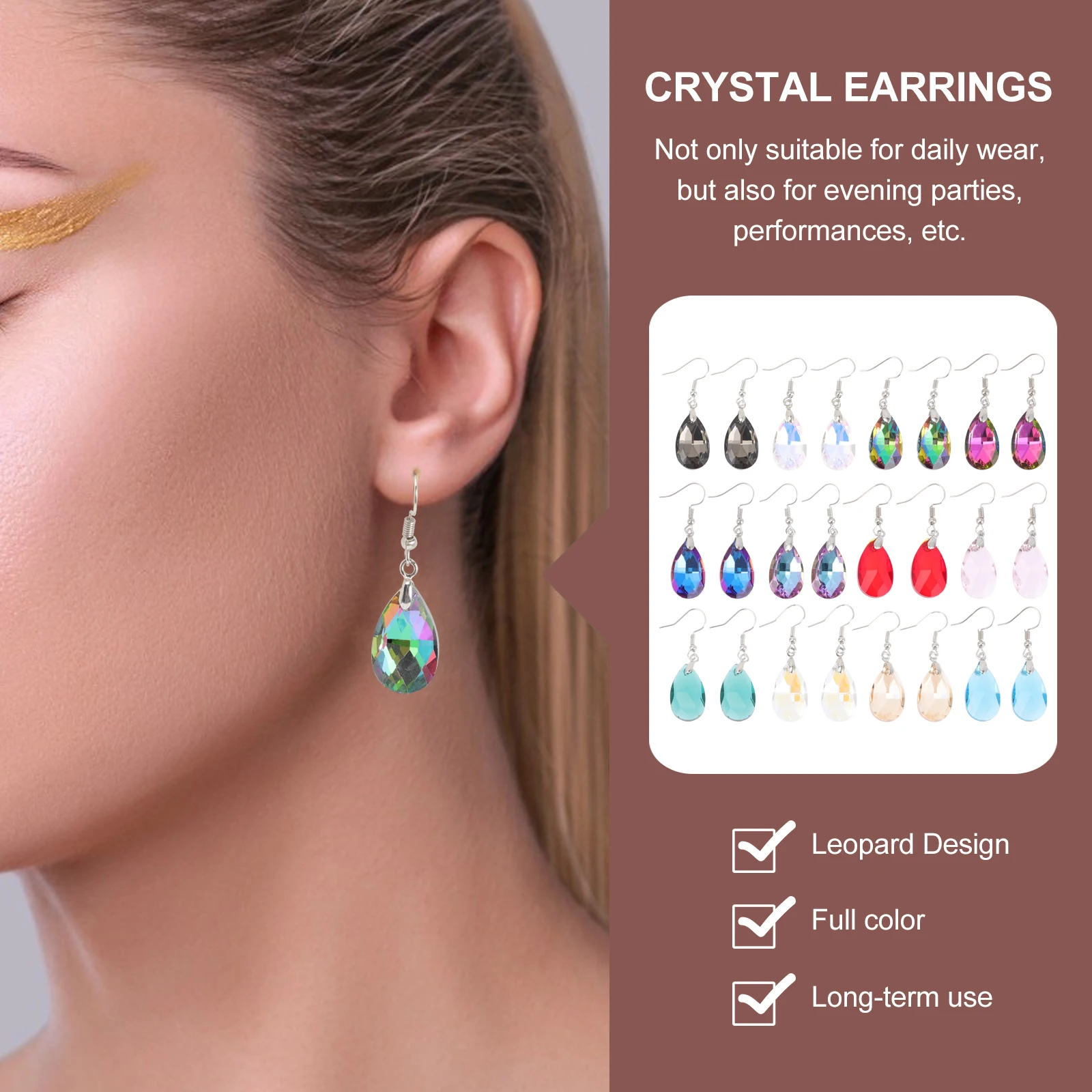 

12 Pairs Sparkling Crystal Earrings Women Dangle Style Chic Ear Accessories Fashionable Jewelries Gift