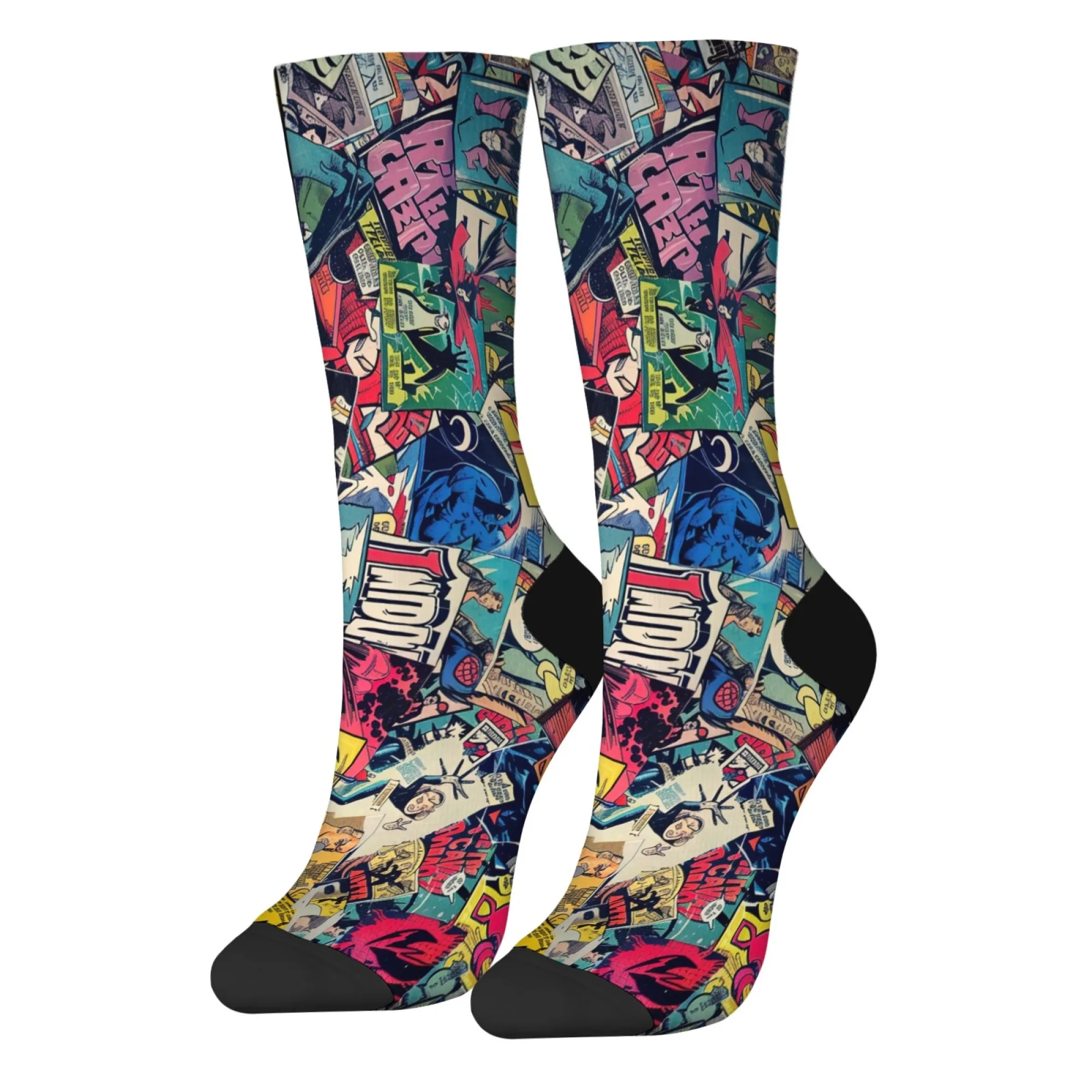 原宿ヒップホップレトロコミックプリントソックスノベルティハッピーファニークルソックス快適暖かいユニセックスカジュアルファッションソックスパーティーギフト
