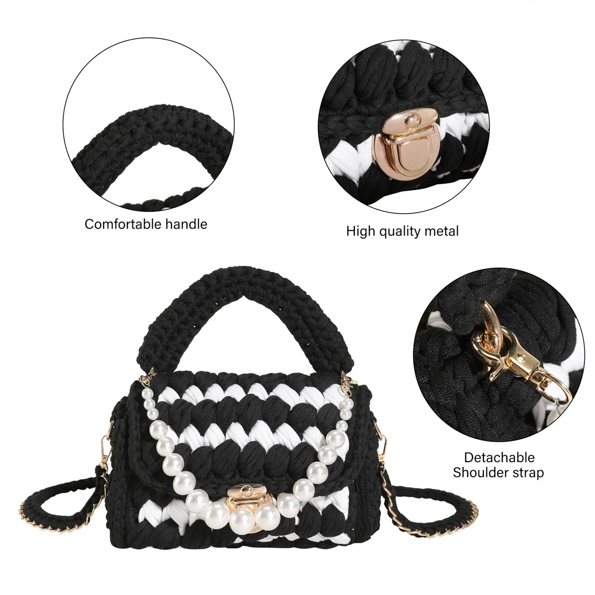 Women Handbag Woven Bag Knitted Shoulder Bag Chunky Knit Bag Crochet Top Handle Bag Lady Shopper Gifts