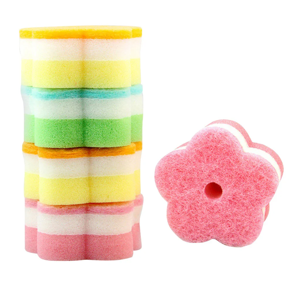 10 Pcs Nanometer Cleaning Dishcloth Sponge Scouring Pad Pot Scrubber Dish Brush for Kitchen (Five Finger Flower, In Bulk)