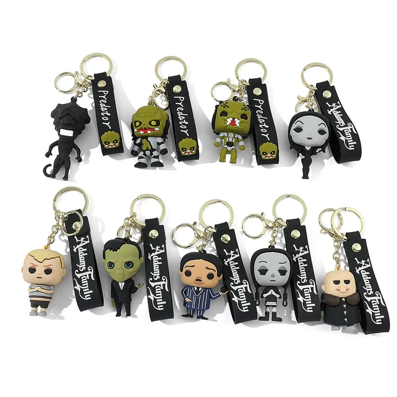 6cm POP Wednesday Addams Keychain Anime Figure Wednesday PVC Pendant Keyring Car Backpack Bag Key Holder Decoration Accessories