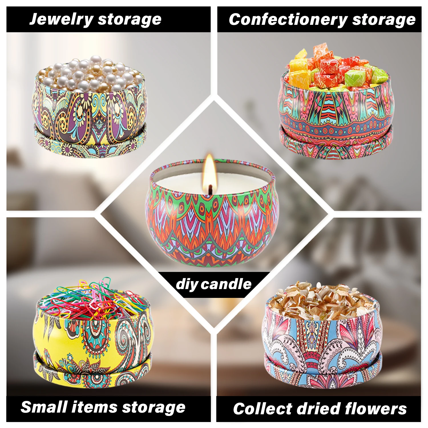 24 Pcs 1.57* 2.36inch (Approximately 4* 6cm) Ham-Style Round Metal Jars with Lids, Round Mold Containers for Candles, Suitable for Candle Making,