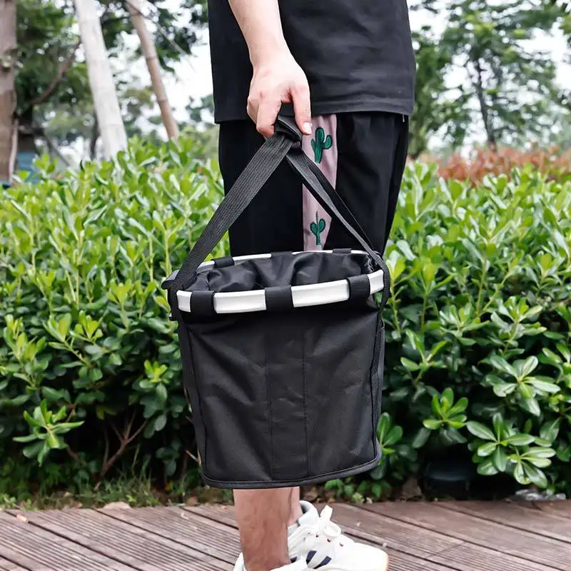 Bicycle Front Basket Bike Small Pet Dog Carry Pouch 2in1 Detachable MTB Cycling Handlebar Tube Hanging Fold Baggage Bag 5KG Load image 2