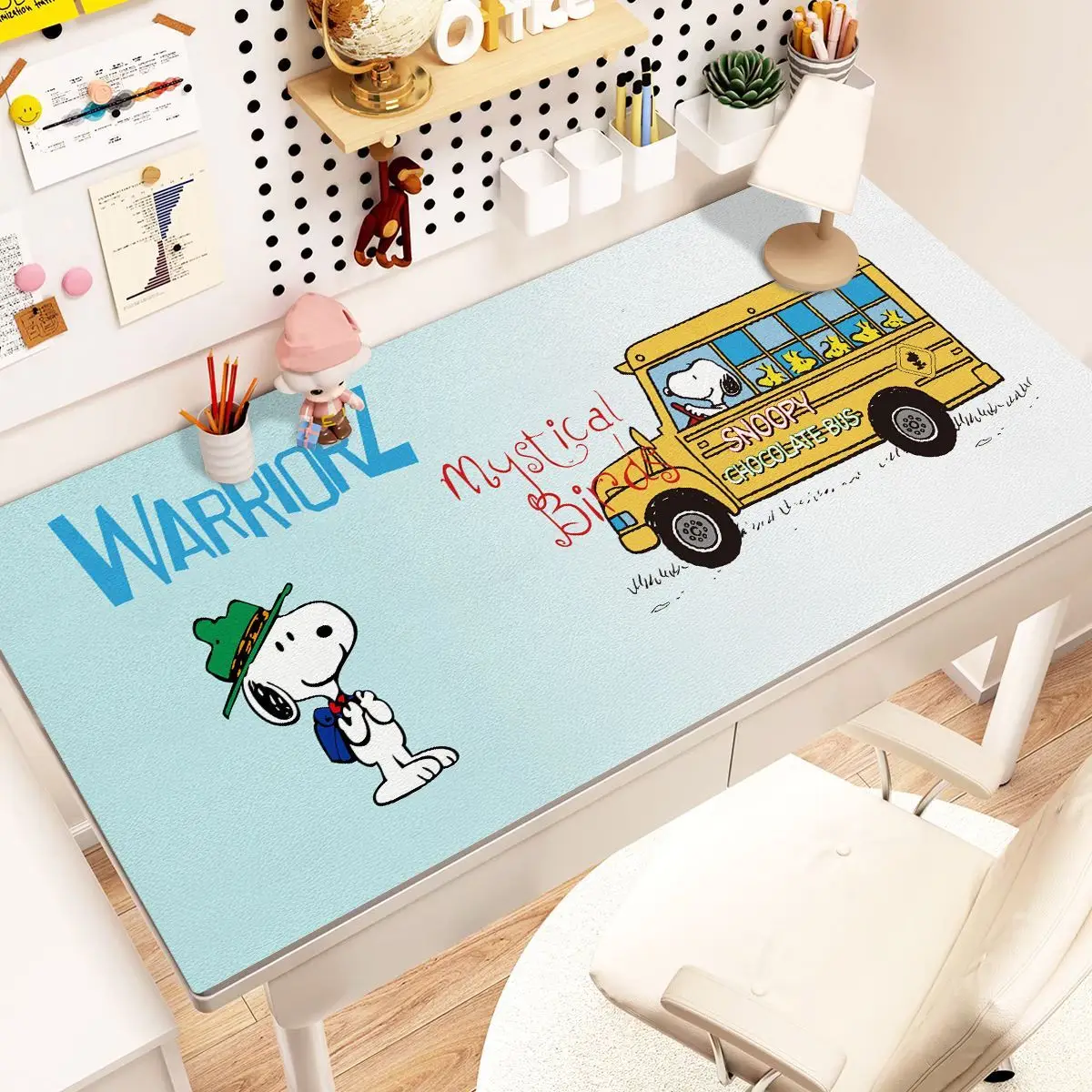 Cartoon Mouse Pad Cute S-Snoopy Leather Mouse Pad Extra Large Cute Pie Star Mouse Pad Pink Keyboard Pad PU Office Y2K Desk Pad view 6