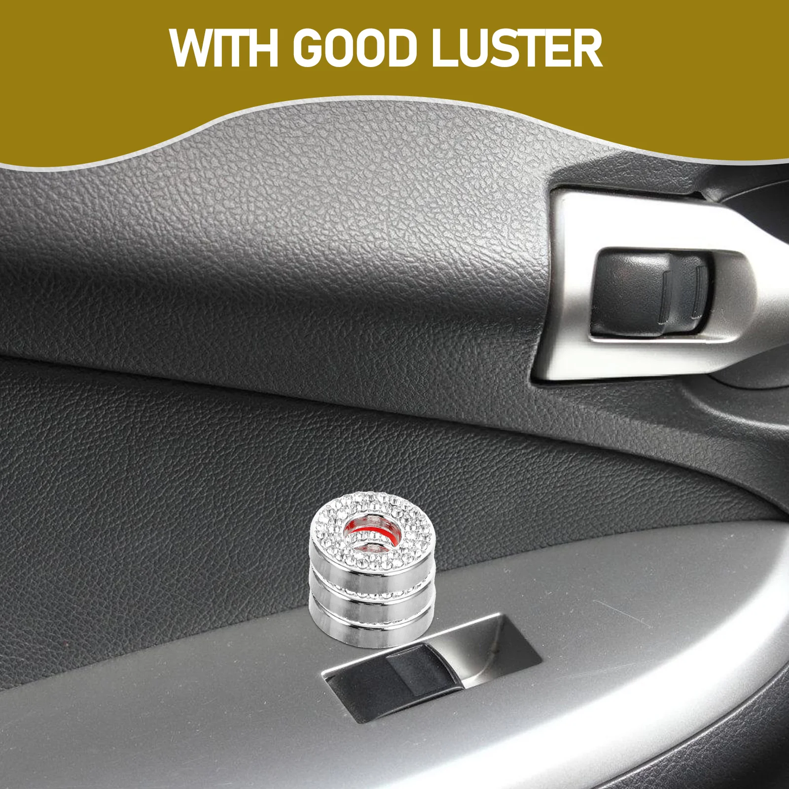 

4pcs Rhinestone Car Lock Covers Latch Protector Decorative Interior Accessories Replacement Parts Automotive Vehicle Door Bolt