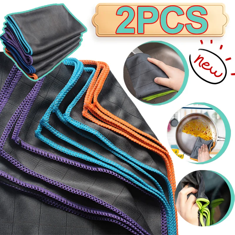 Chiffon de nettoyage en microfibre de carbone, réutilisable pour la cuisine, chiffon à vaisselle, polissage de vitres en verre, sans traces, Miracle, chiffon facile à nettoyer