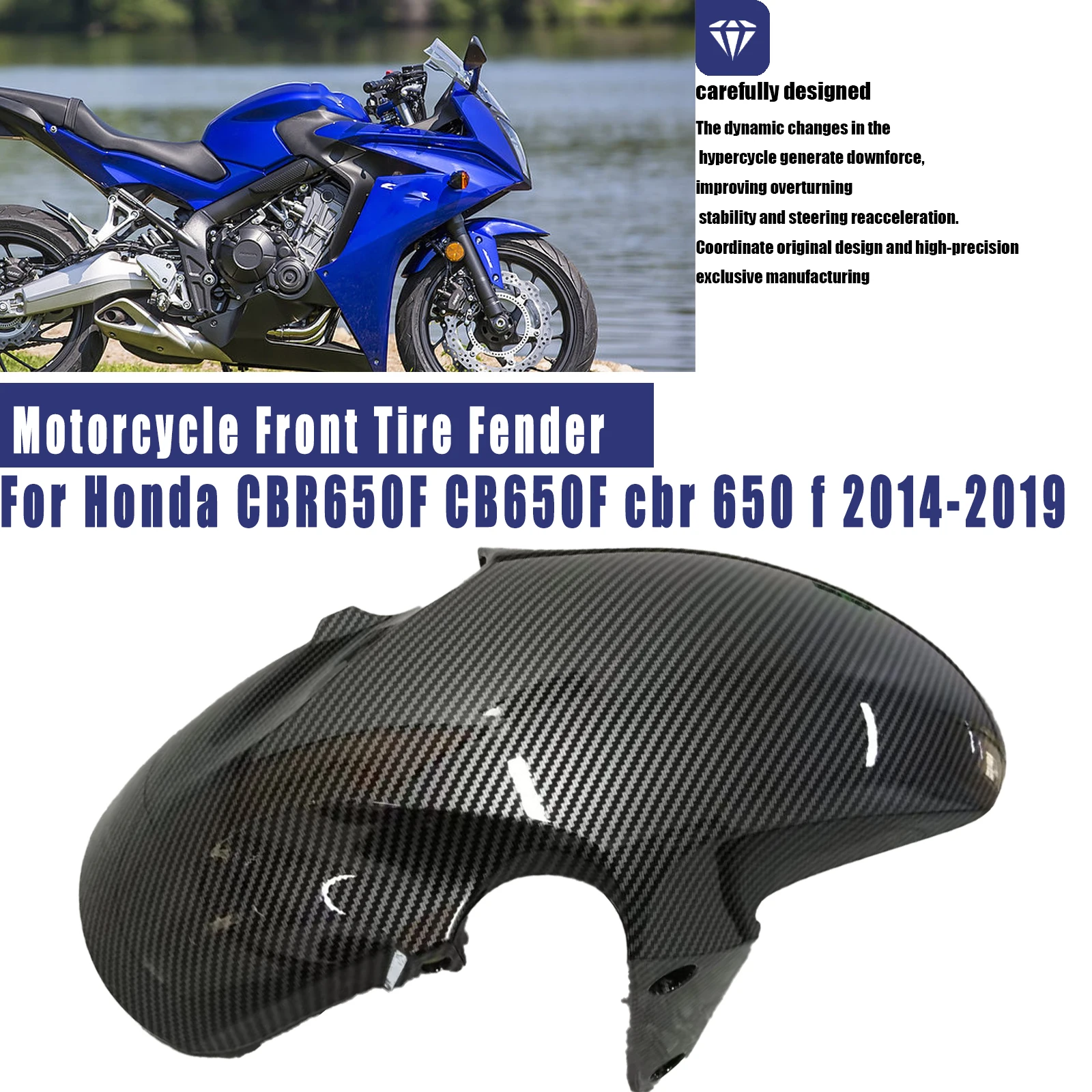 

For Honda CBR650F CB650F cbr 650 f 2014-2019 Motorcycle Front Fender Splash Mudguard ABS Carbon Accessories