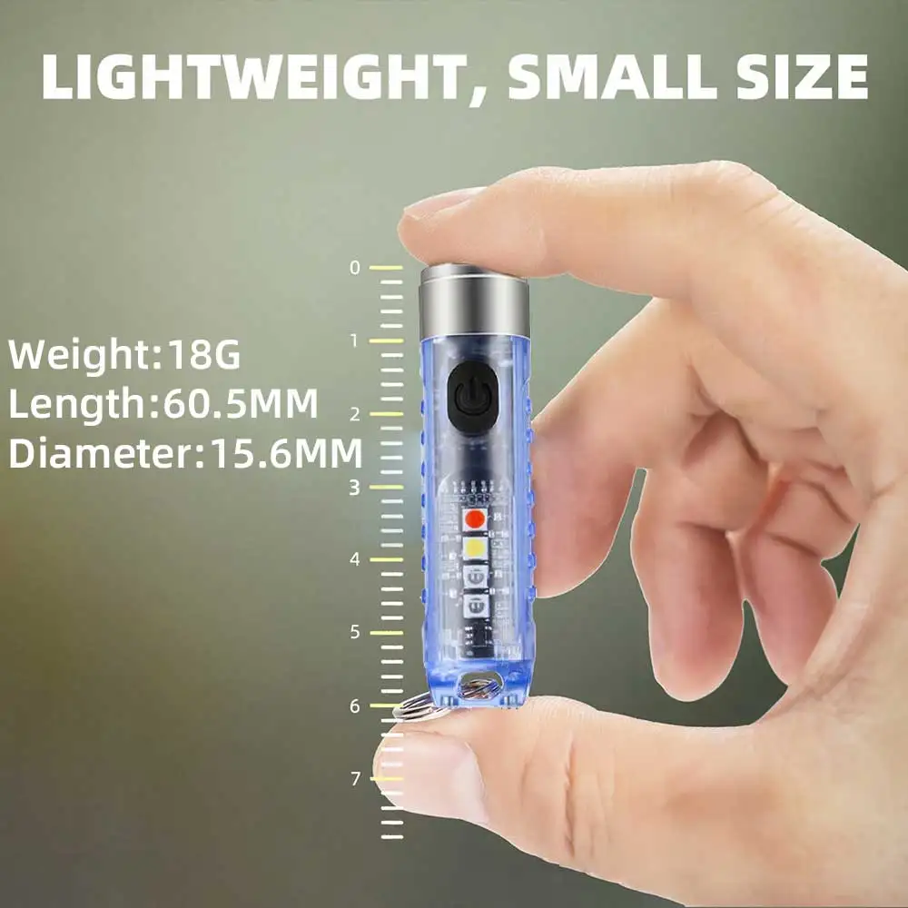 S11 Keychain Flashlight 400 Lumens Type-C Portable Powerful Flash light Multifunctional Outdoor Emergency Torch