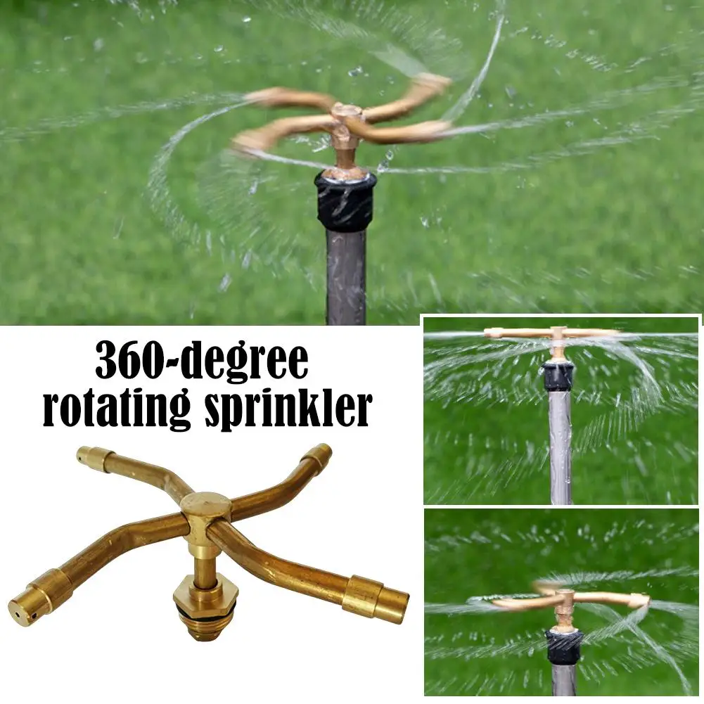 360° Rotating Brass Nozzle 2/3/4 Arms Rotating Sprinkler Head Garden Lawn Irrigation Watering Nozzle For Agriculture Horticultur