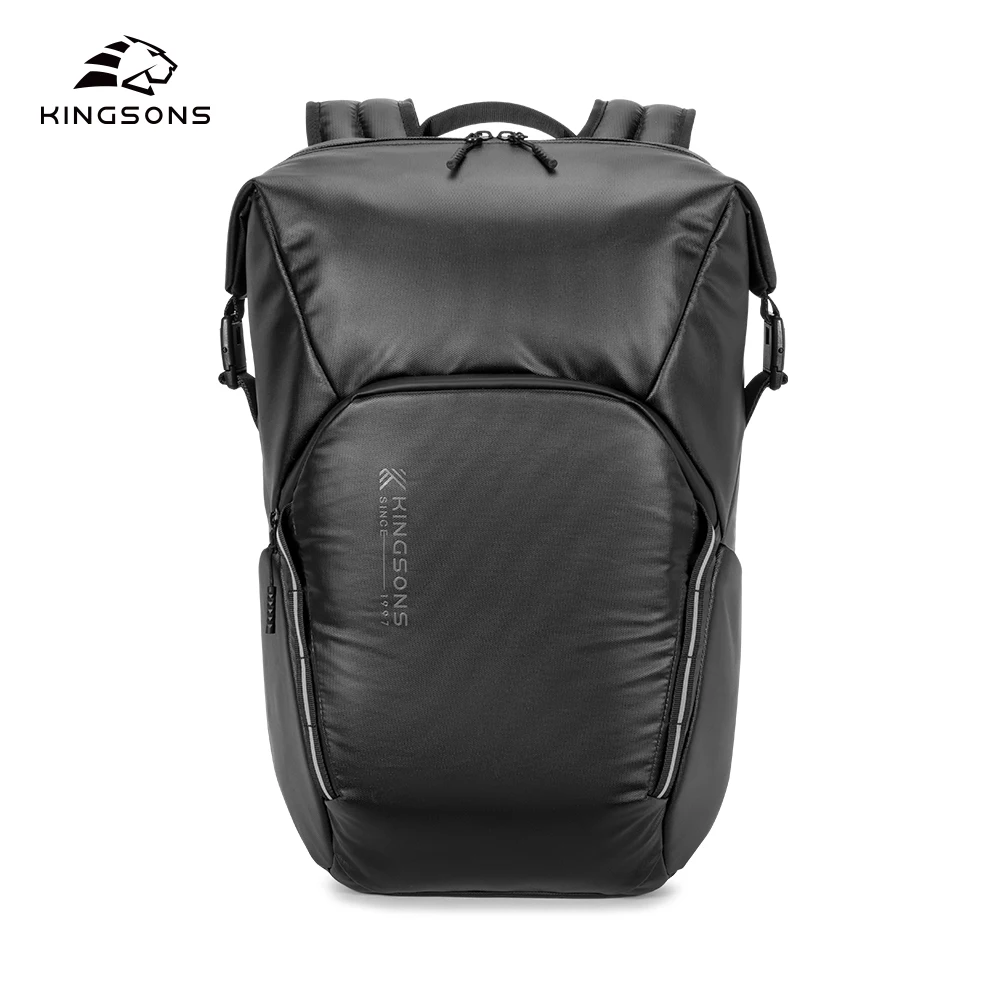 Kingsons 2024 New Black Concise Business Backpack For Men 15/15.6 inch Laptop Waterproof College Student Boys School Bags