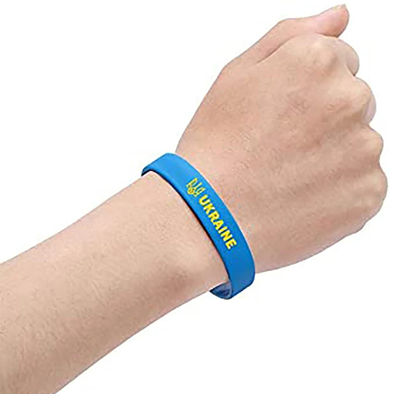 Ukraine Country Flags Wristband Bracelets Sport Elastic Silicone Bracelets Bangles Unisex Jewelry Accessories Wholesale Gifts