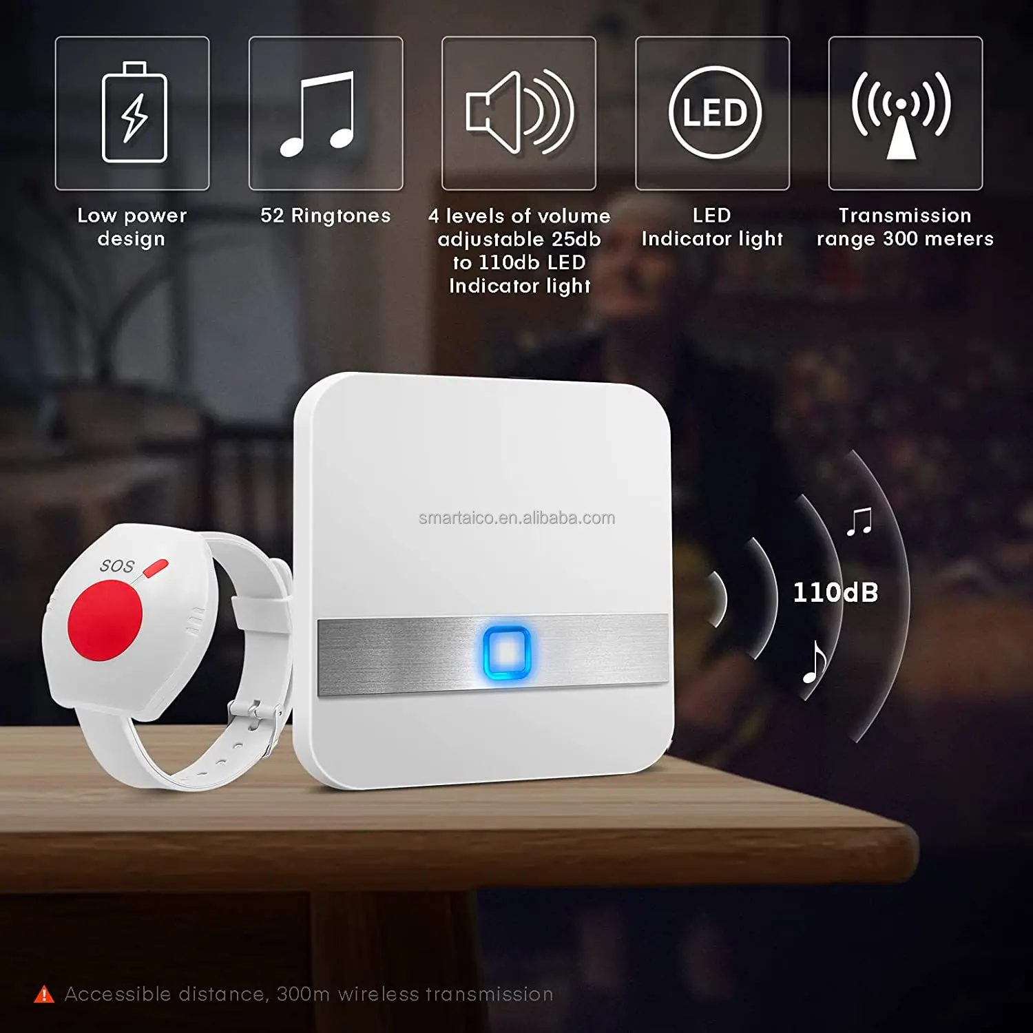 Home Elderly Patient Disabled Caregiver Pager Wireless Call Button Nurse Alert System